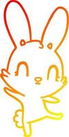linha de gradiente quente desenhando coelho de desenho animado bonito dançando vetor