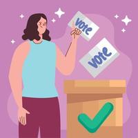 voto urna com mulher vetor