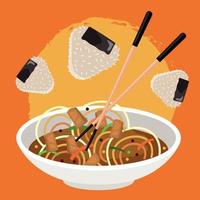 sopa japonesa e arroz vetor