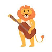 lindo leão tocando guitarra vetor