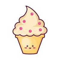 personagem de quadrinhos de cupcake kawaii vetor