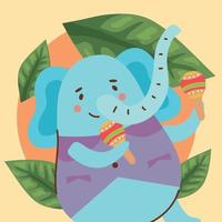 elefante tocando maracas vetor