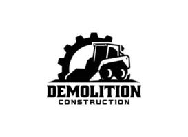 vetor de logotipo de direção deslizante para empresa de construção. ilustração vetorial de modelo de equipamento de limpeza de terras para sua marca.