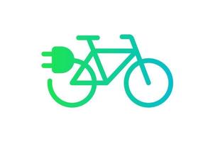 ícone de bicicleta elétrica. bicicleta elétrica de cabo gradiente verde e símbolo de carregamento de plugue. conceito de sinal de veículo de ciclo elétrico eco amigável. ilustração de eps de transporte de bicicleta elétrica a bateria vetorial vetor