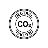 sinal neutro de co2, carbono líquido zero. símbolo de círculo com inscrição. produção industrial ecologicamente correta. livre de emissões de carbono, sem poluição atmosférica. vetor