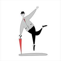 homem de terno dançando na rua. ilustração vetorial plana em estilo doodle. vetor