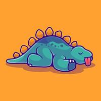 ilustração fofa de dinossauro estegossauro dormindo adequada para design de adesivo e camiseta de mascote vetor