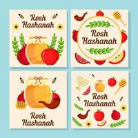 coleção de cartões de saudação de ilustração de rosh Hashaná vetor