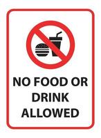 nenhum sinal de comida ou bebida permitida vetor