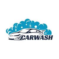 logotipo de detalhamento automático de lavagem de carro azul vetor