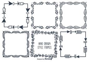 Conjunto de moldura de vetor desenhado à mão