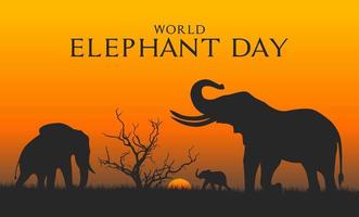 ilustração em vetor dia mundial do elefante. adequado para pôster, banners, campanha e cartão de felicitações.