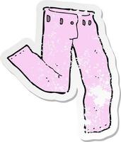 adesivo retrô angustiado de um par de calças cor de rosa de desenho animado