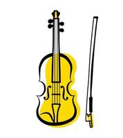 instrumento musical de contorno de violino, silhueta isolada de vetor, ícone de doodle desenhado à mão simples. vetor