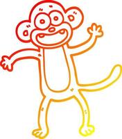 desenho de linha de gradiente quente desenho animado macaco louco vetor