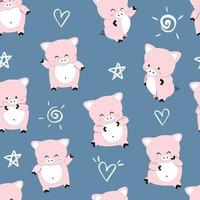 padrão perfeito de família de porco bebê rosa fofo vetor