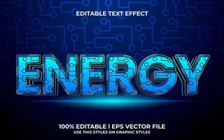 texto 3d de energia com tema de tecnologia. modelo de tipografia azul para título moderno vetor