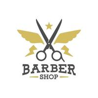 ilustração de uma tesoura com uma asa e uma forma de relâmpago, para um logotipo de barbearia. vetor