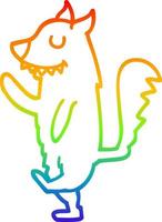 desenho de linha de gradiente de arco-íris desenho de raposa andando vetor