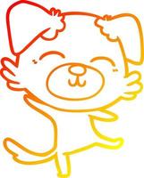 cachorro de desenho animado de desenho de linha de gradiente quente fazendo uma dança feliz vetor