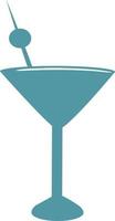 copo de martini com azeitona no objeto de vetor de cor semi plana espeto. festa de cocktail. item de tamanho completo em branco. beba ilustração simples de estilo cartoon para web design gráfico e animação