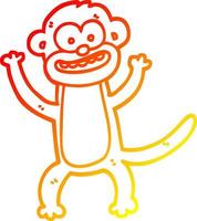 macaco de desenho animado de desenho de linha de gradiente quente vetor