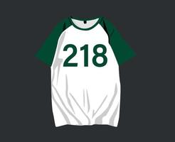 lula jogo camisa número 218 personagem jogador design roupas verde coreia do sul filme ilustração vetorial gráfico vetor