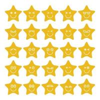 conjunto de vetores de emoticons de estrela amarela