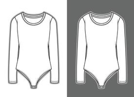 mangas compridas bodysuit vestuário esboço ilustração de moda vetor