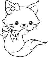 desenho de gato desenho animado kawaii anime bonito para colorir vetor