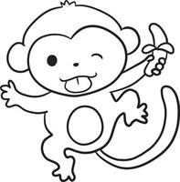 desenho de macaco desenho animado kawaii anime bonito para colorir vetor