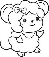 desenho de rato doodle kawaii anime bonito para colorir vetor
