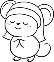 desenho de rato doodle kawaii anime bonito para colorir vetor