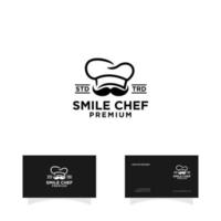 sorriso chef chapéu cozinhar design de logotipo vetor
