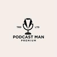 design de logotipo de vetor de homem de podcast premium