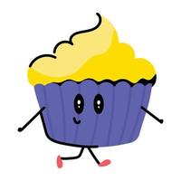 um prático adesivo de doodle de muffin vetor