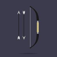 ícone de arco e flechas. arma de tiro com arco. equipamento ninja. estilo de desenho animado. ilustração vetorial limpa e moderna para design, web. vetor