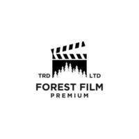 filme de floresta de pinheiros premium design de ícone de logotipo preto de vetor