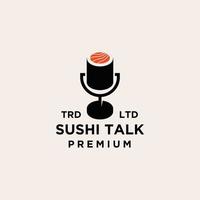 design de logotipo de podcast de sushi de comida premium vetor