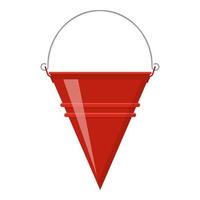 balde de fogo. balde de cone de metal vermelho vazio ou com água para combate a incêndio isolado no fundo branco. estilo de desenho animado. ilustração vetorial para qualquer projeto. vetor
