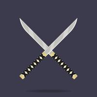 ícone de facas cruzadas. arma ninja. equipamento de samurai. estilo de desenho animado. ilustração vetorial limpa e moderna para design, web. vetor