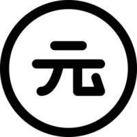 ícone de yuan de estilo de linha com tema de dinheiro vetor