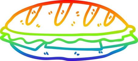 sanduíche de queijo de desenho de linha gradiente arco-íris vetor