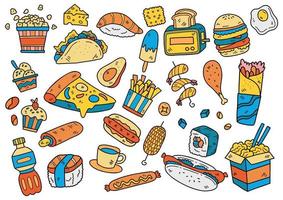 ilustração vetorial de objetos de doodle de comida para banner vetor