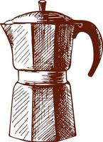 café. café de gêiser. ilustração vetorial com cafeteira de gêiser de esboço vetor