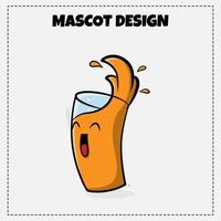 bebida logotipo vetor design de ilustração de mascote de suco de laranja