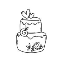 bolo de casamento de vetor para convites de casamento ou anúncios. ilustração vetorial
