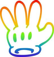 linha de gradiente de arco-íris desenhando luva tradicional de desenho animado vetor