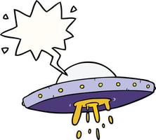 desenho animado ufo voador e bolha de fala vetor