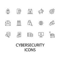 conjunto de ícones de segurança cibernética. elementos do vetor de símbolo de pacote de segurança cibernética para web infográfico